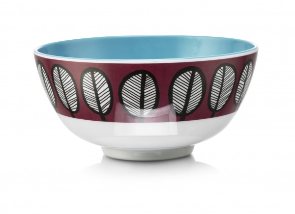 Melamine Bowl, TRIBAL LEAF MAROON