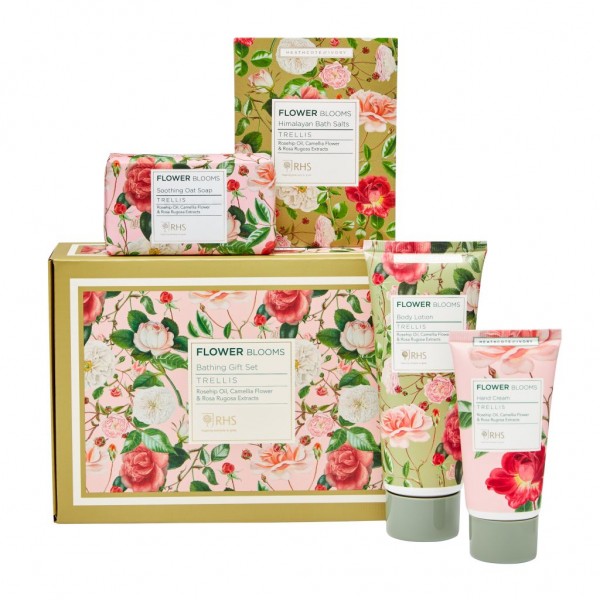 RHS - TRELLIS-ROSEN, Bathing Gift Set (100g Scented Soap, 100ml Body Lotion, 50ml Hand Cream)