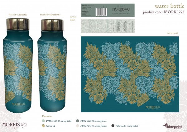 Water Bottle 750ml, Morris & Co.-Acanthus-
