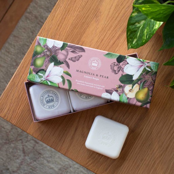 KEW GARDENS - Magnolia & Pear Triple Soap Box 3 x 100