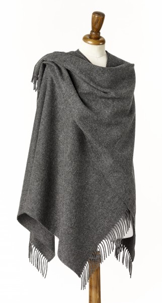 Merino-Mini Ruana 140 x 135cm, Plain - Grey