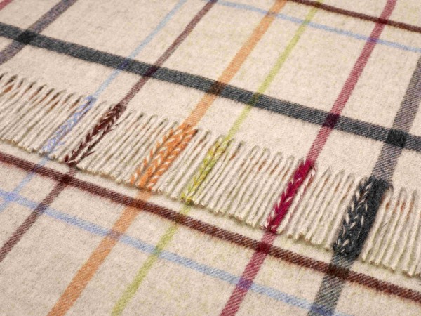 Merino-Decke - WINDOWPANE Beige/Multi, 140 x 185 cm