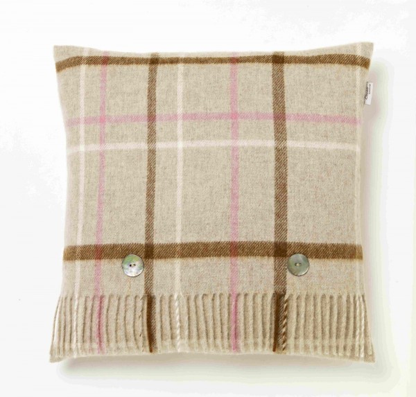 Merino-Kissen - WINDOWPANE Beige/Pastel, 40 x 40 cm