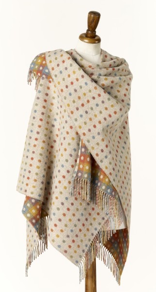 Merino-Mini Ruana 140 x 135cm, Multi Spot - Beige