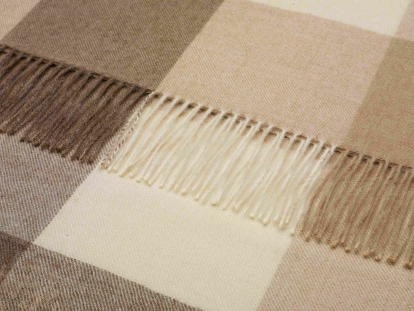 Alpaca-Decke, Check - Natural Camel 130 x 200 cm