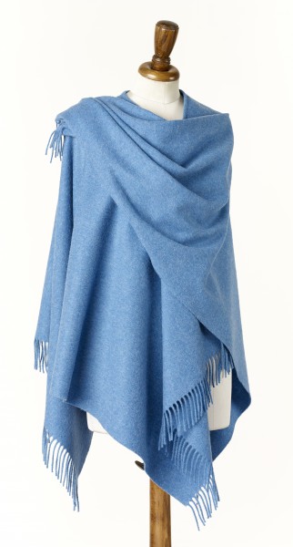 Merino-Mini Ruana 140 x 135cm, Plain - Oceano Blue