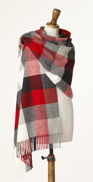 Merino-Stole 70 x 185cm, Darby - Red/Grey